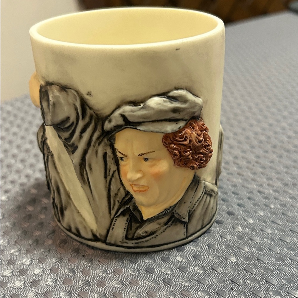 Three Stooges Ceramic Mug with Character Design - Black and Cream